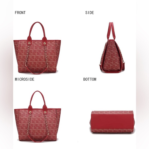 MKF Collection Tote Bag Vegan Leather Top-Handle Chain Shoulder Handbag Large - Picture 5 of 9